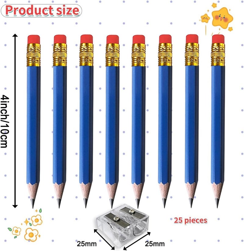 Adhere 25pcs Golf Pencils with Eraser Pre sharpened Hexagon half Wooden Pencils Graphite 2B for Golf Event Scoring,Classroom,Wedding,Company Meetings,Pew, Pocket (Blue) - Image 2